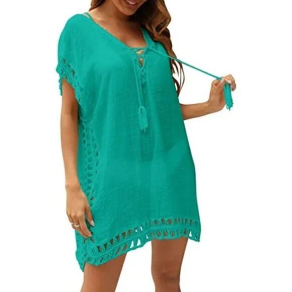 New Womens Swimsuit Cover Ups for Swimwear, Turquoise - Picture 5 of 7